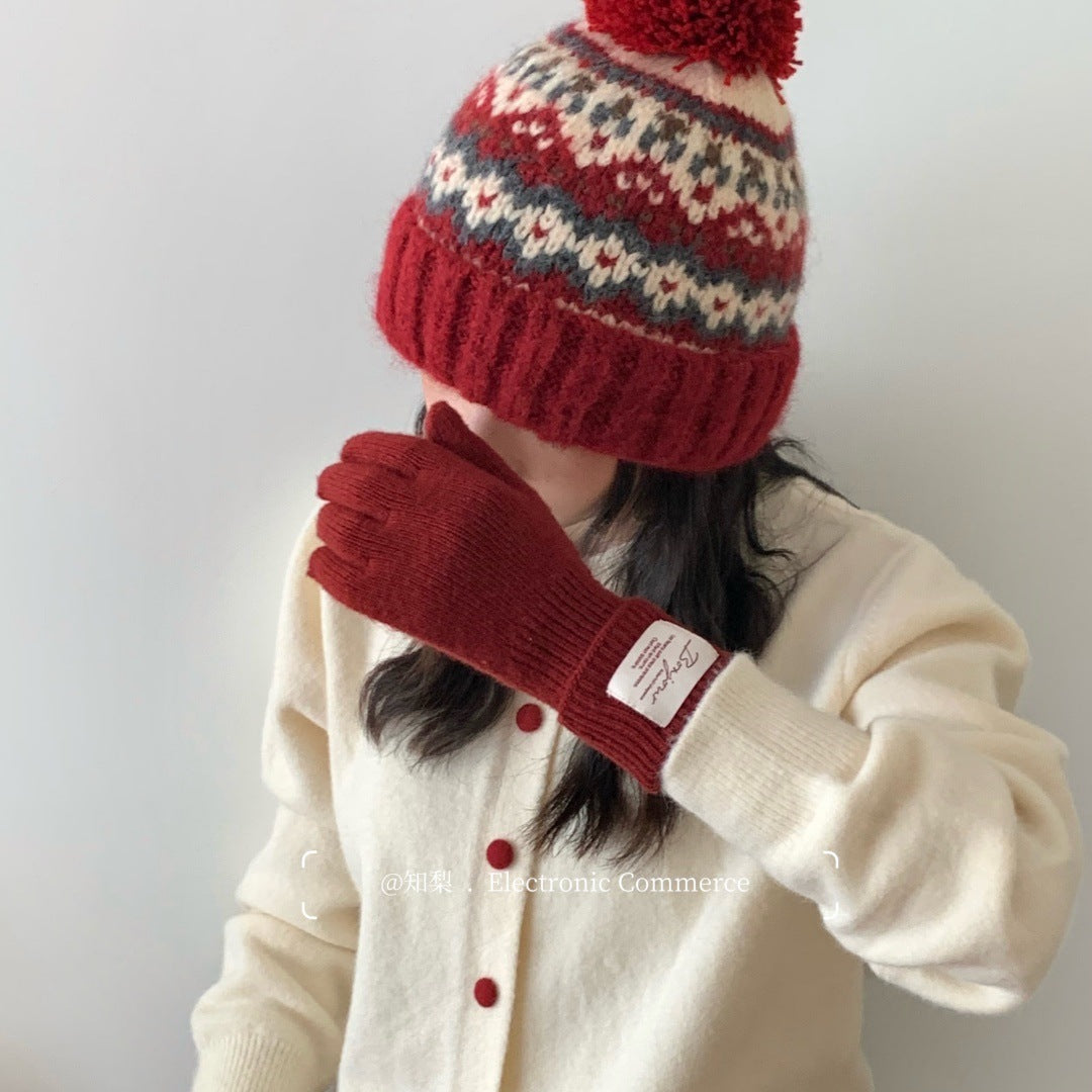 Wholesale Jacquard pom-pom knit hat